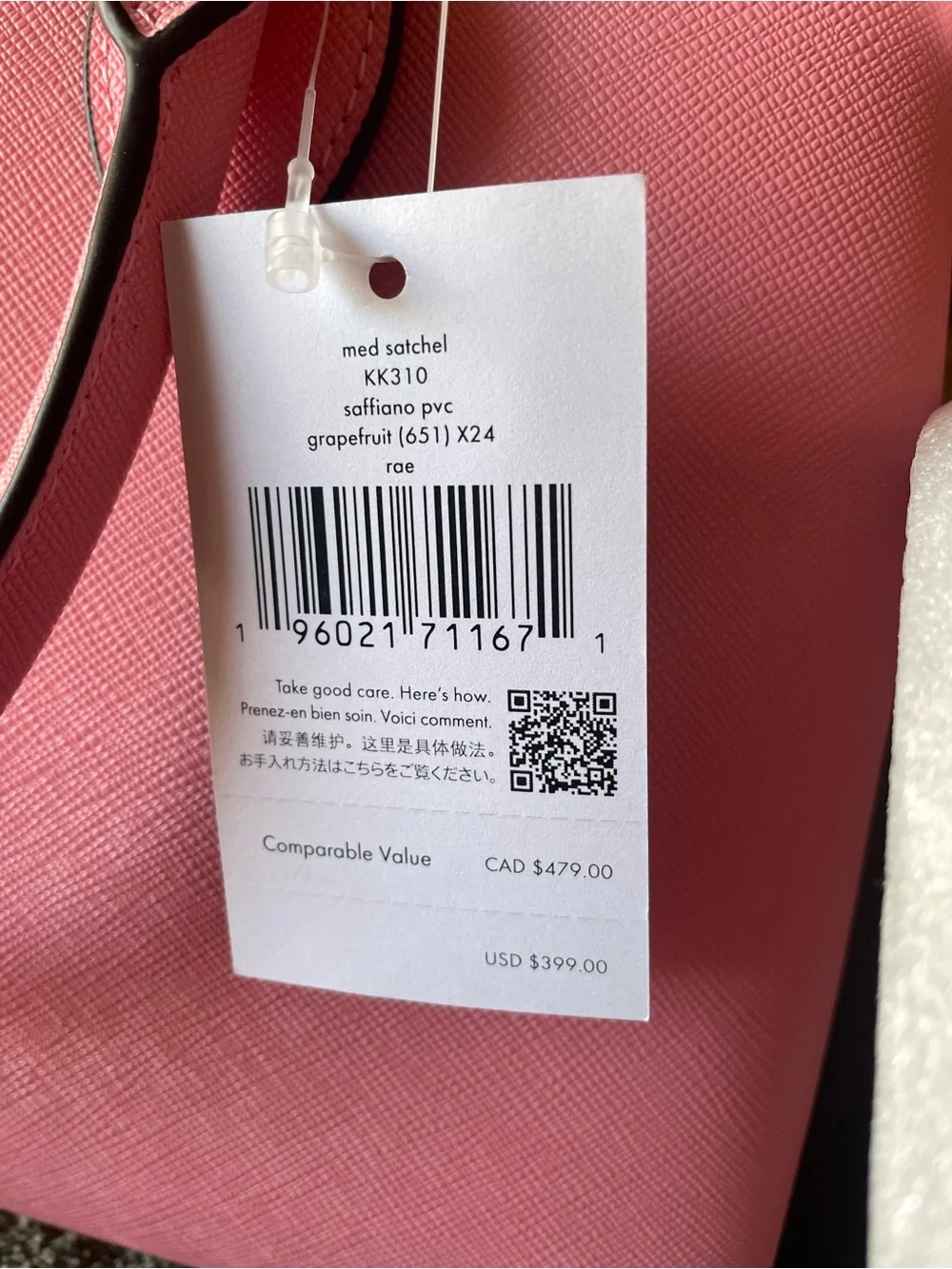 kate spade grapefruit pink medium Saffiano Dome Satchel with Top Handles